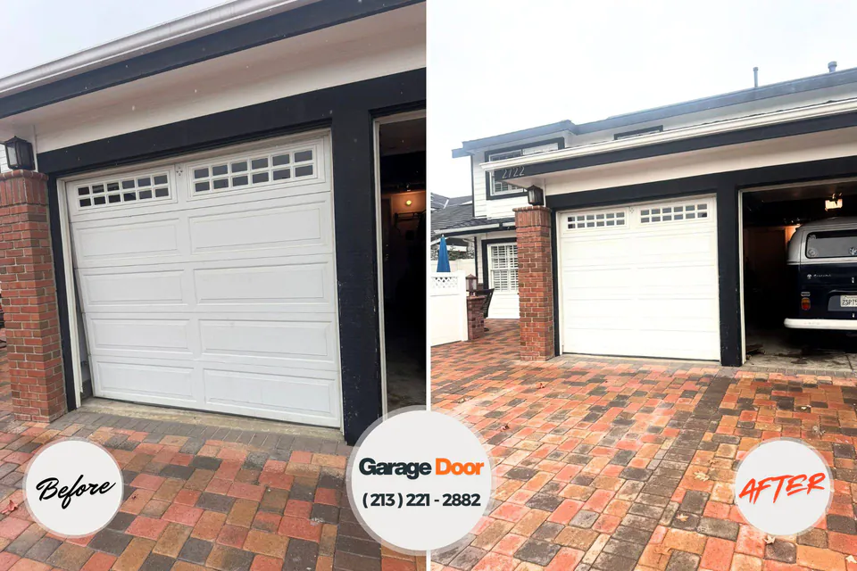 Before and after: garage door repair Beverly Hills, MI